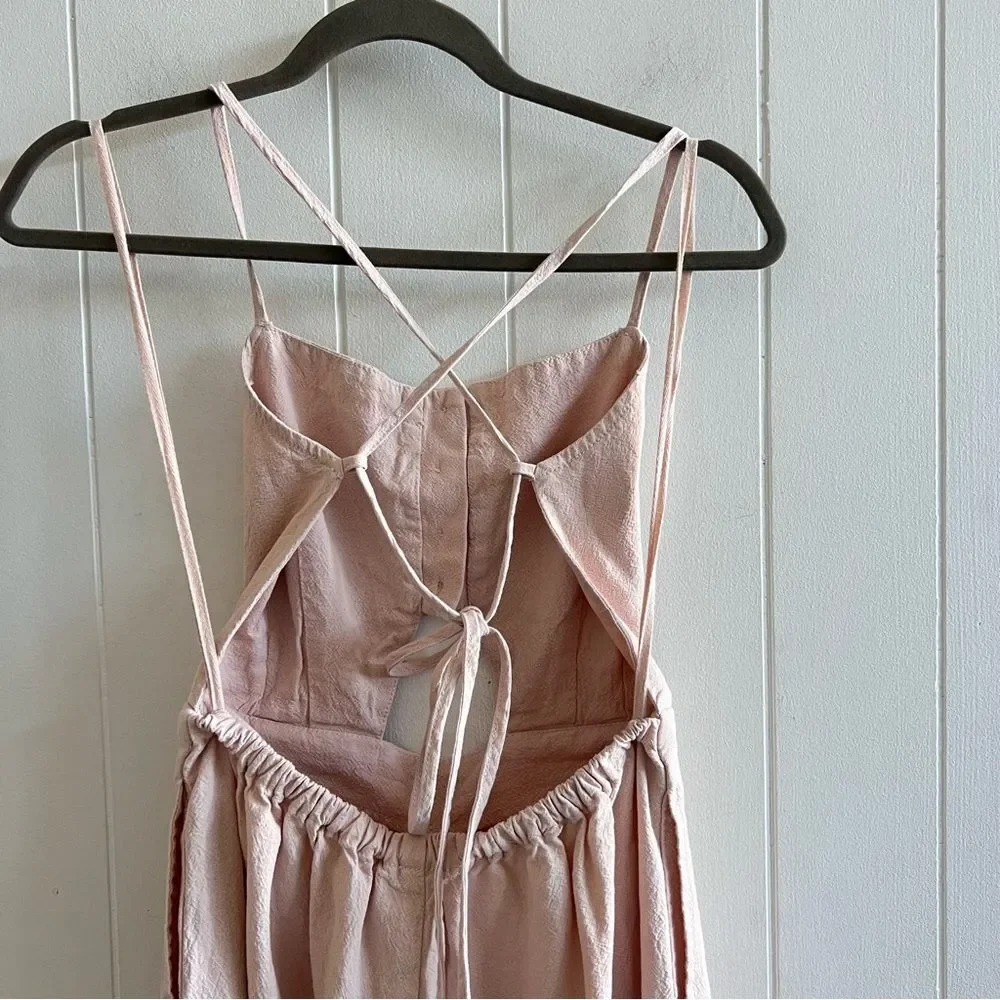Free People Marbella Linen Cutout One Piece Jumpsuit Wide Leg